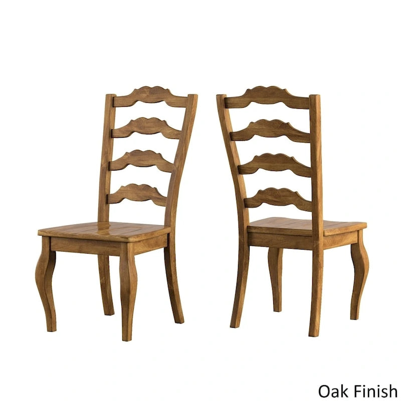 Ensemble de salle à manger Eleanor en bois massif gris antique avec plateau rond et dossier à barreaux de style français, par iNSPIRE Q Classic