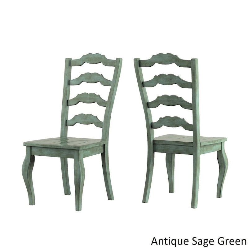 Ensemble de salle à manger Eleanor en bois massif gris antique avec plateau rond et dossier à barreaux de style français, par iNSPIRE Q Classic