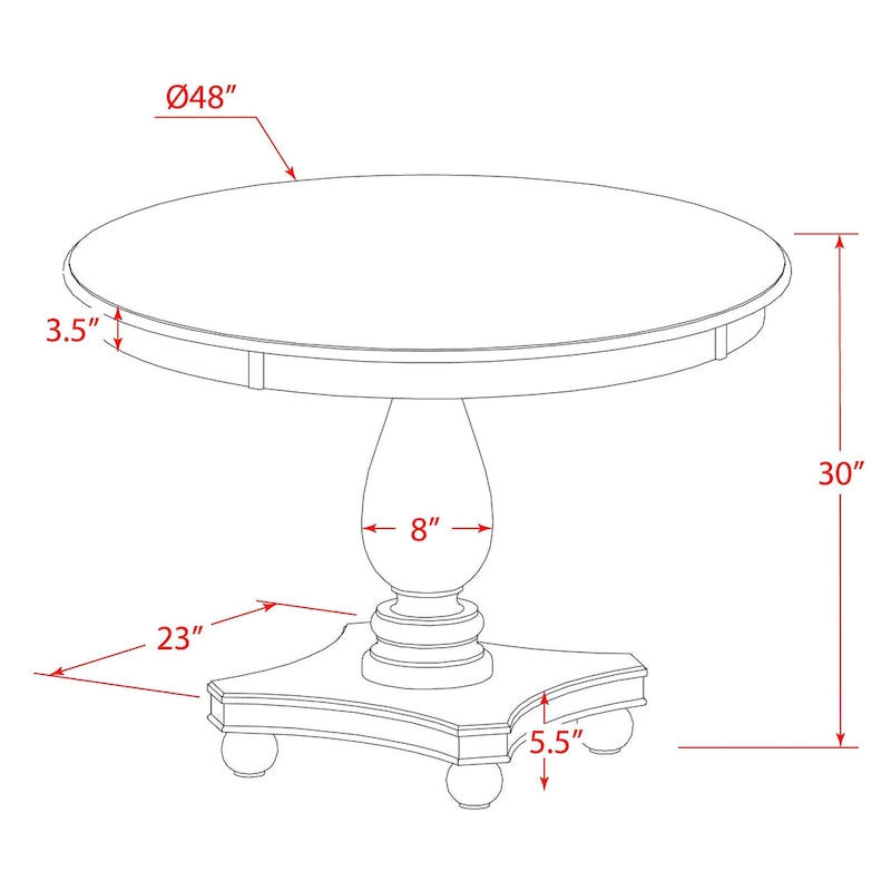 Table de salle à manger moderne Ferris d'East West Furniture - Plateau rond avec pied central, 122 x 122 cm (Finitions disponibles)