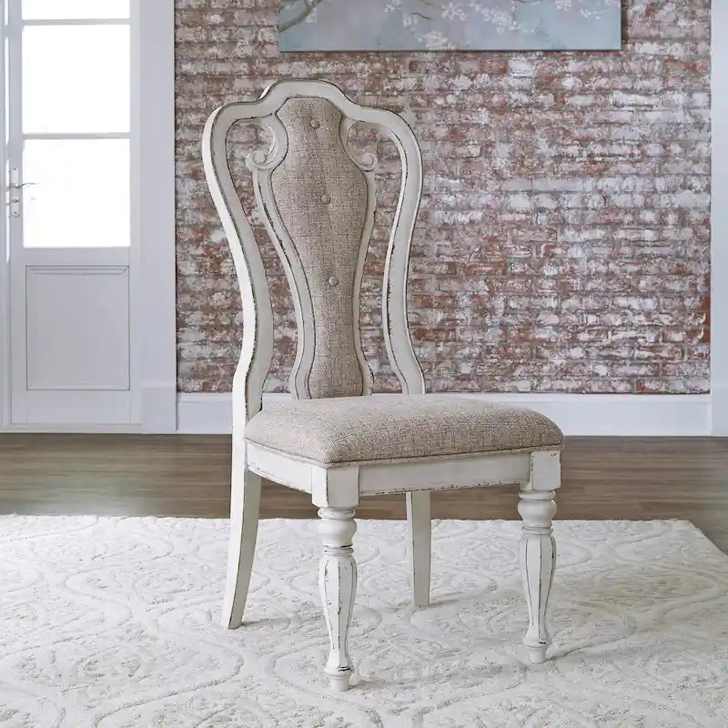 Ensemble de table à pieds 7 pièces Magnolia Manor Antique White Weathered Bark