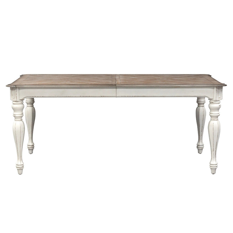 Ensemble de table à pieds 7 pièces Magnolia Manor Antique White Weathered Bark