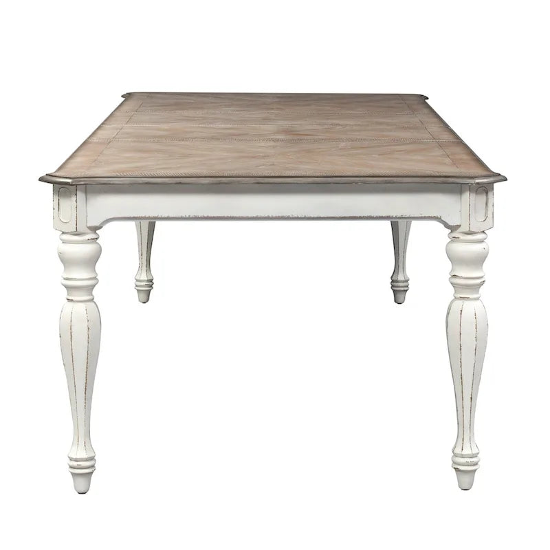 Ensemble de table à pieds 7 pièces Magnolia Manor Antique White Weathered Bark