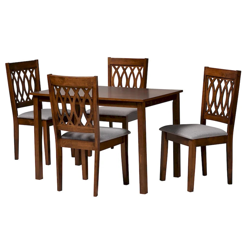 Ensemble de salle à manger Florencia de style moderne, recouvert de tissu et en bois finition marron