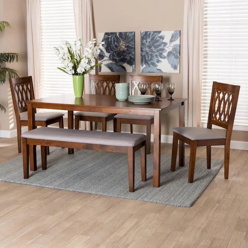Ensemble de salle à manger Florencia de style moderne, recouvert de tissu et en bois finition marron