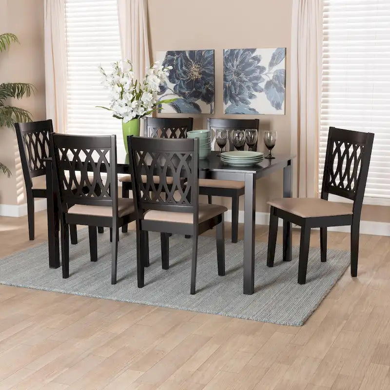 Ensemble de salle à manger Florencia de style moderne, recouvert de tissu et en bois finition marron