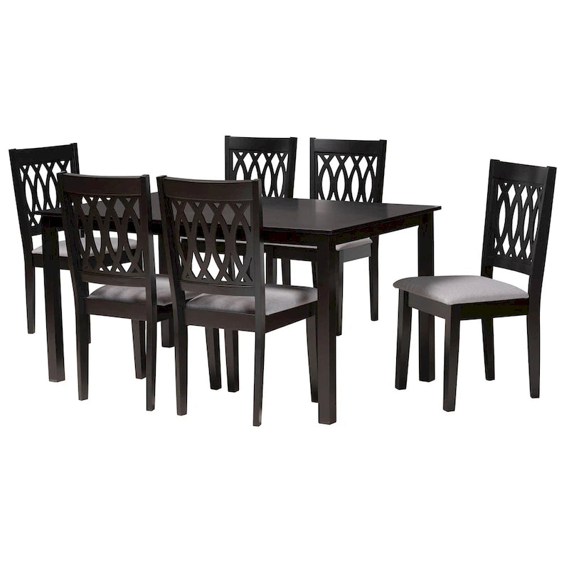 Ensemble de salle à manger Florencia de style moderne, recouvert de tissu et en bois finition marron