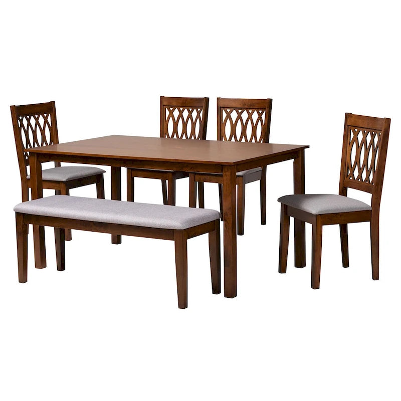 Ensemble de salle à manger Florencia de style moderne, recouvert de tissu et en bois finition marron