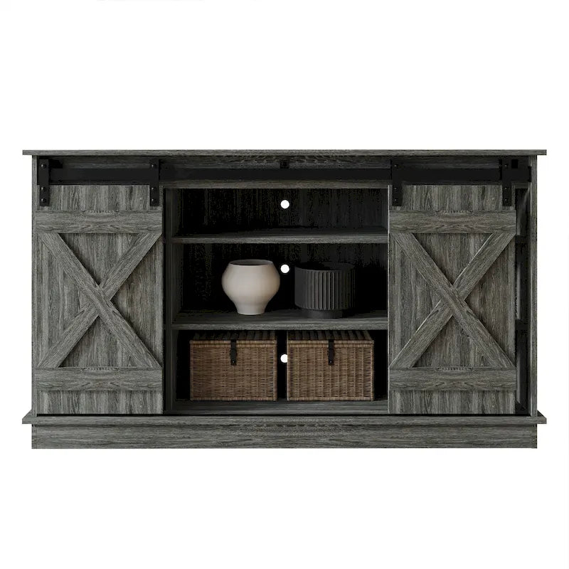Buffet CraftPorch style vintage avec portes coulissantes métalliques en forme de X