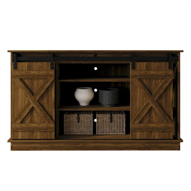 Buffet CraftPorch style vintage avec portes coulissantes métalliques en forme de X