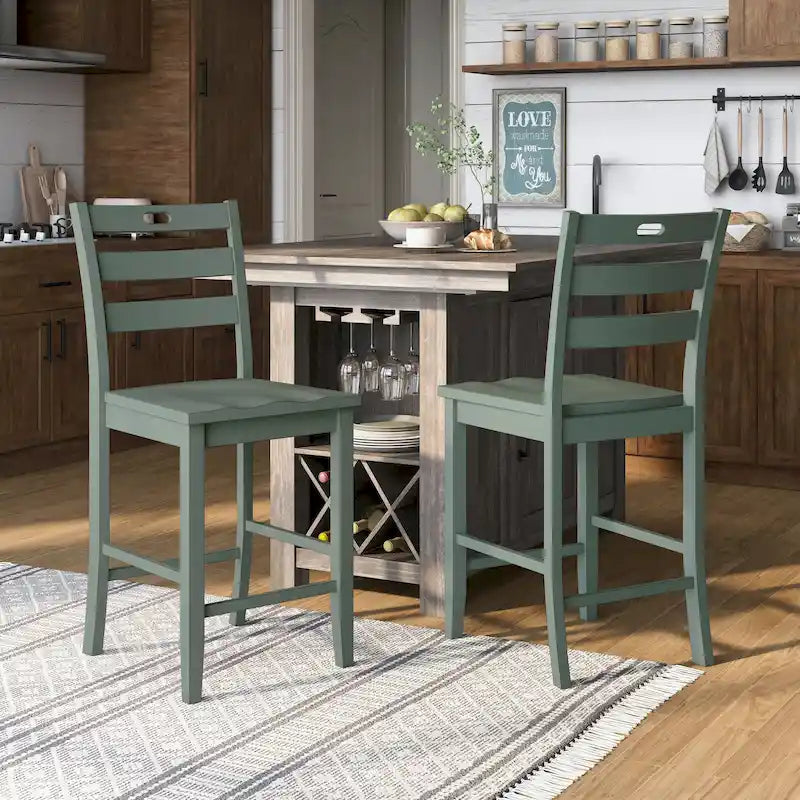 Chaises de comptoir Rangel en bois rustique à dossier échelle de Furniture of America (ensemble de 2)