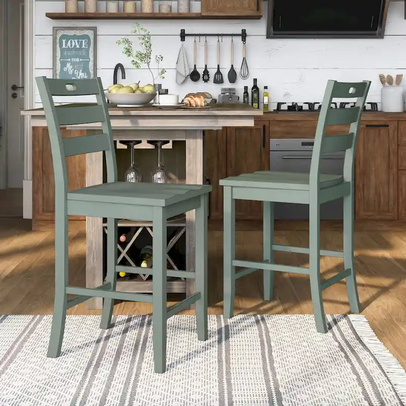 Chaises de comptoir Rangel en bois rustique à dossier échelle de Furniture of America (ensemble de 2)