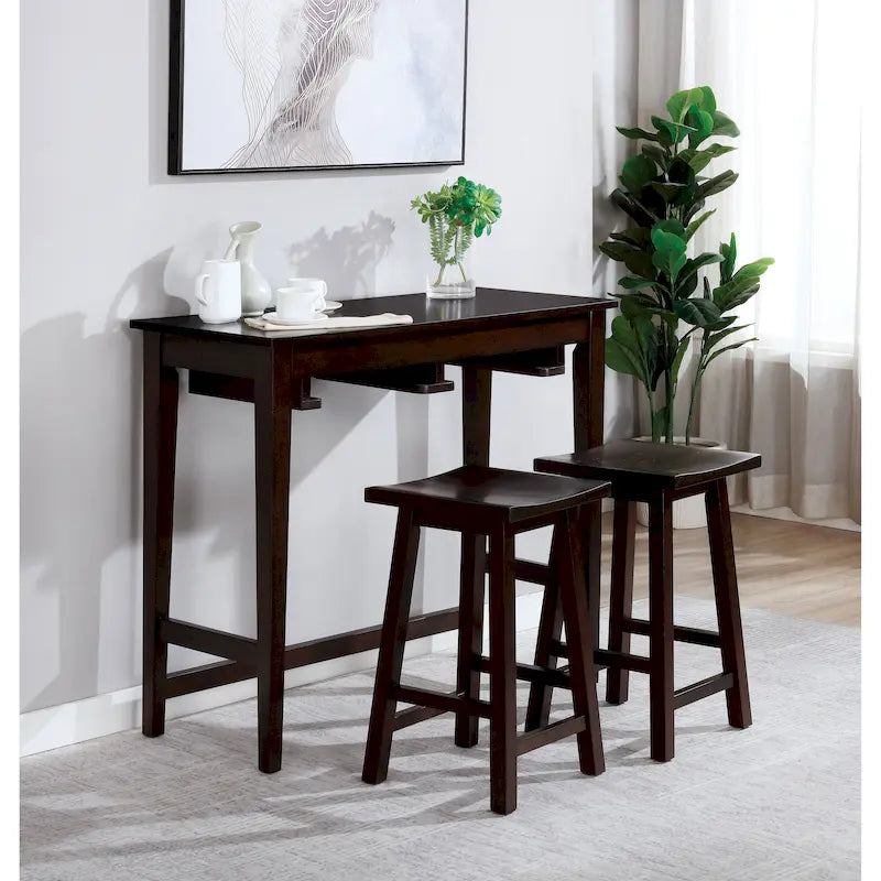 Ensemble table de bar Flaros Transitional en bois massif 3 pièces par Furniture of America