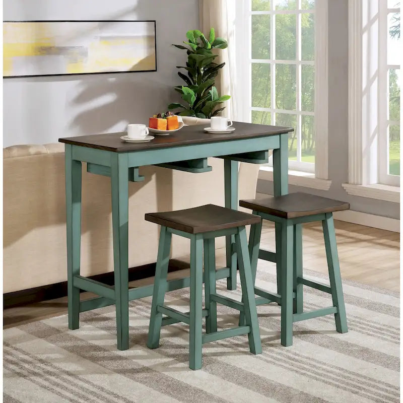 Ensemble table de bar Flaros Transitional en bois massif 3 pièces par Furniture of America