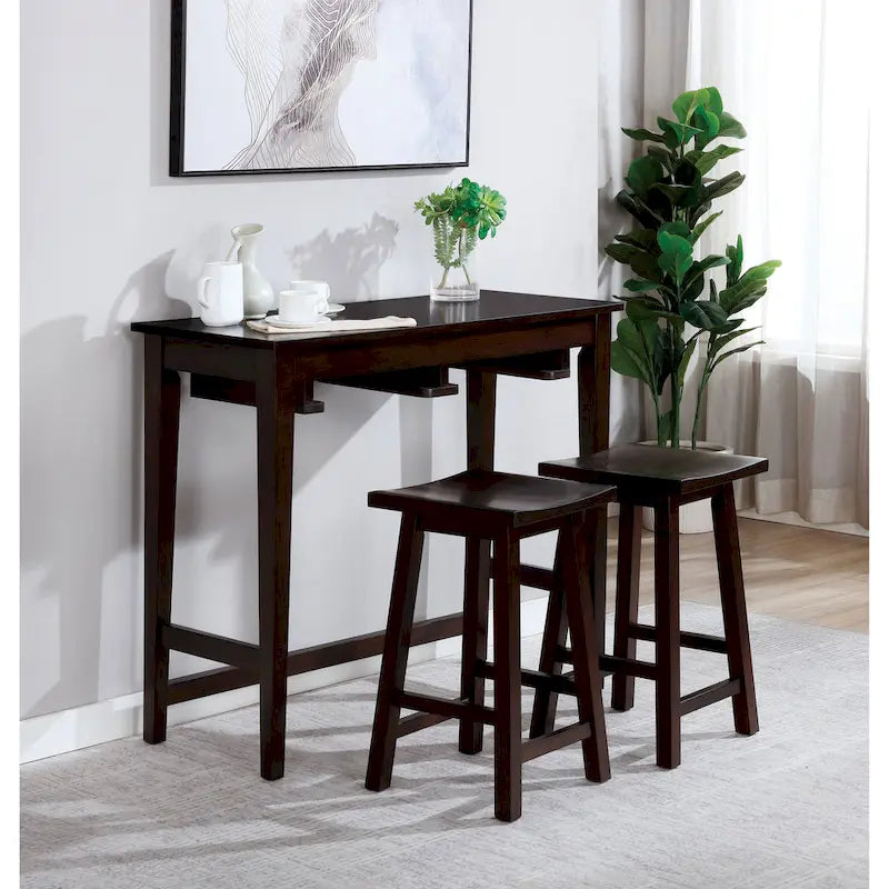 Ensemble table de bar Flaros Transitional en bois massif 3 pièces par Furniture of America