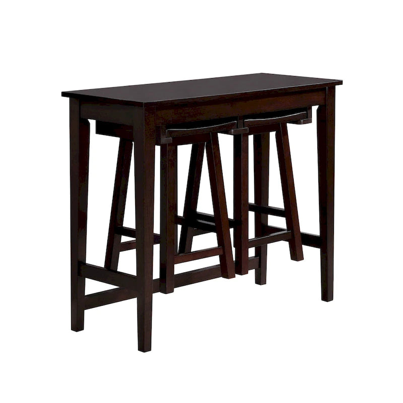 Ensemble table de bar Flaros Transitional en bois massif 3 pièces par Furniture of America