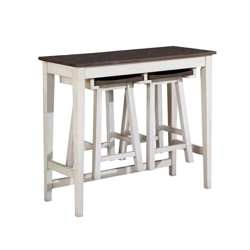 Ensemble table de bar Flaros Transitional en bois massif 3 pièces par Furniture of America