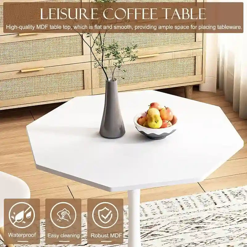 Table de salle à manger octogonale Grondin de style minimaliste moderne (31,5 po) avec plateau en MDF et pied central en métal, petite table de bar Tulipe