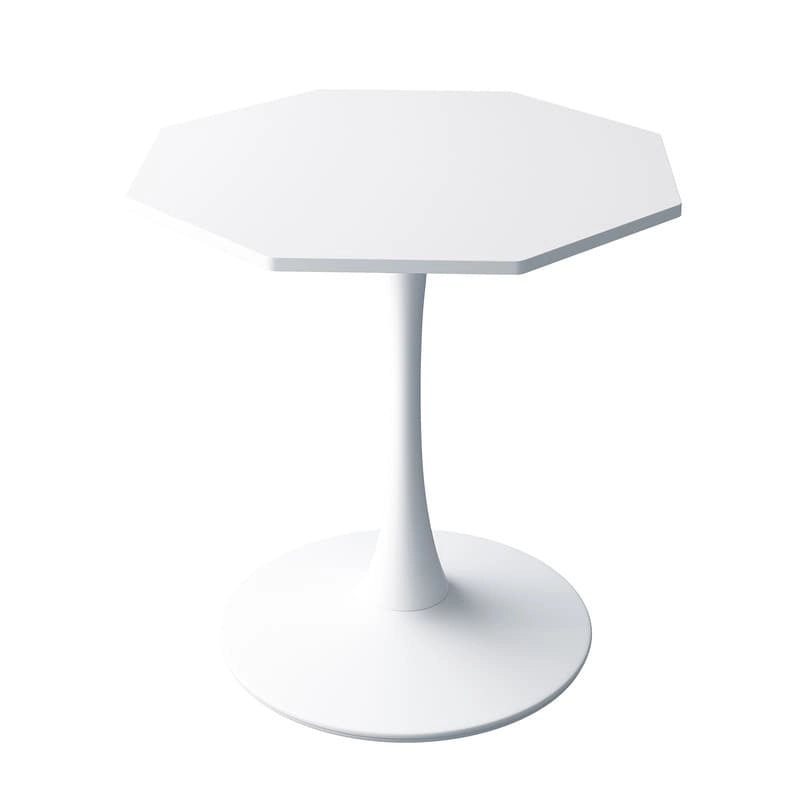 Table de salle à manger octogonale Grondin de style minimaliste moderne (31,5 po) avec plateau en MDF et pied central en métal, petite table de bar Tulipe