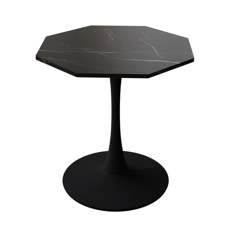 Table de salle à manger octogonale Grondin de style minimaliste moderne (31,5 po) avec plateau en MDF et pied central en métal, petite table de bar Tulipe