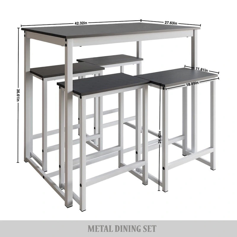 Ensemble de salle à manger élégant en métal 5 pièces CraftPorch