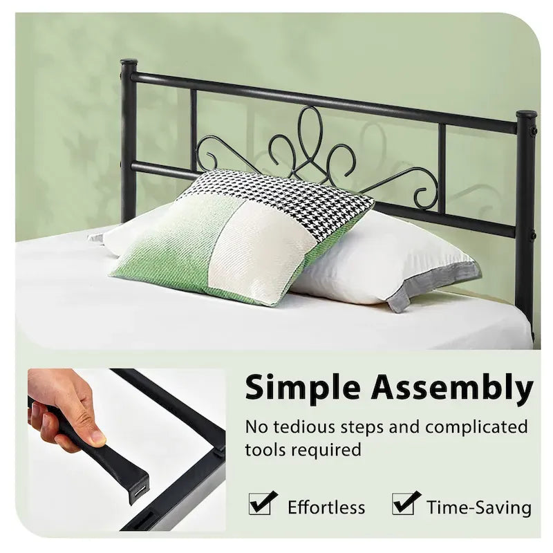 Cadre de lit plateforme en métal pour lit simple/queen/full avec tête et pied de lit