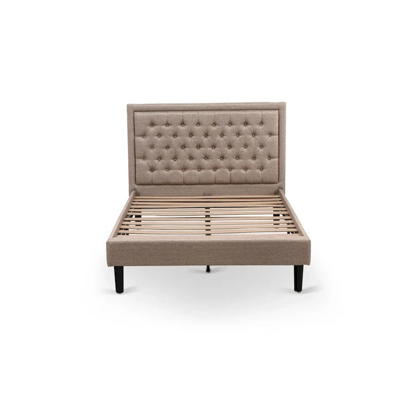 Lit plateforme East West Furniture - Lit en lin - Tête de lit avec capitonnage à boutons - (Options de taille et de couleur)