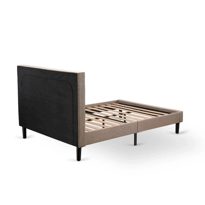 Lit plateforme East West Furniture - Lit en lin - Tête de lit avec capitonnage à boutons - (Options de taille et de couleur)