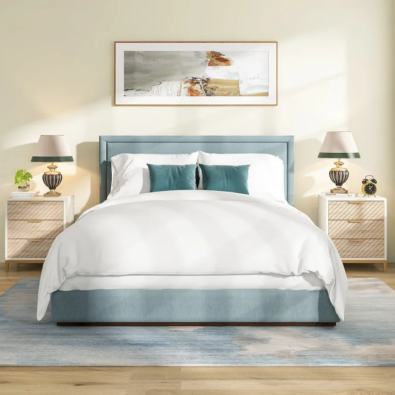 Tables de chevet blanches et dorées pour chambres à coucher, tables de chevet en bois clair avec 3 tiroirs