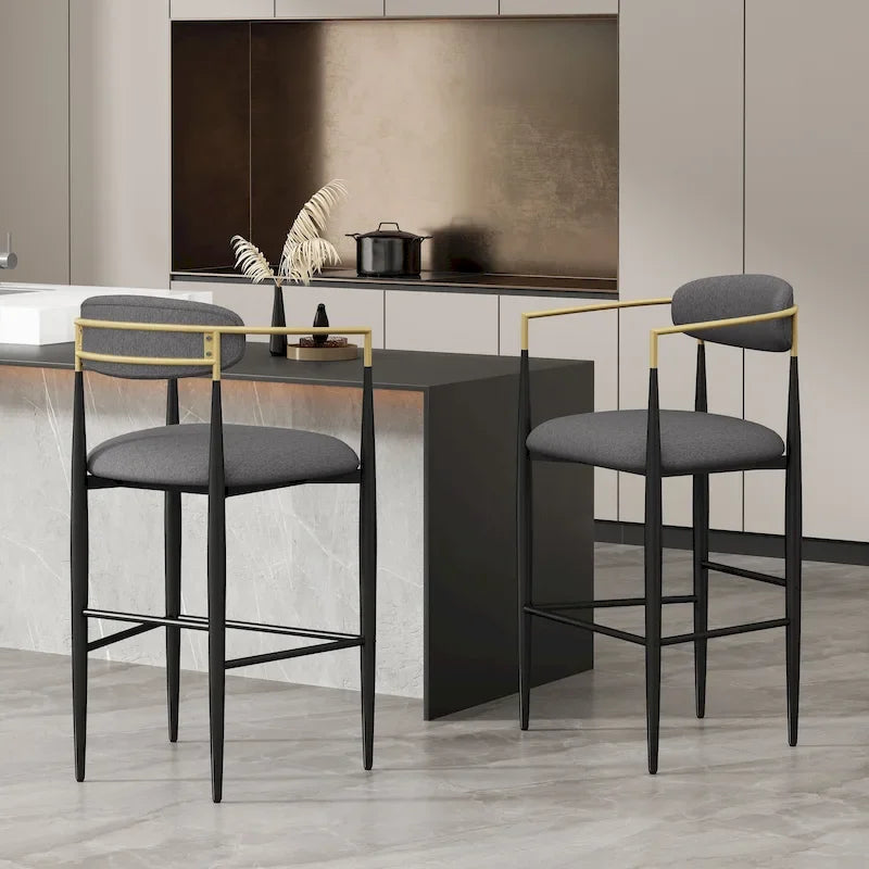 Tabourets de bar Elmore en tissu et fer de 76 cm (lot de 2) par Christopher Knight Home