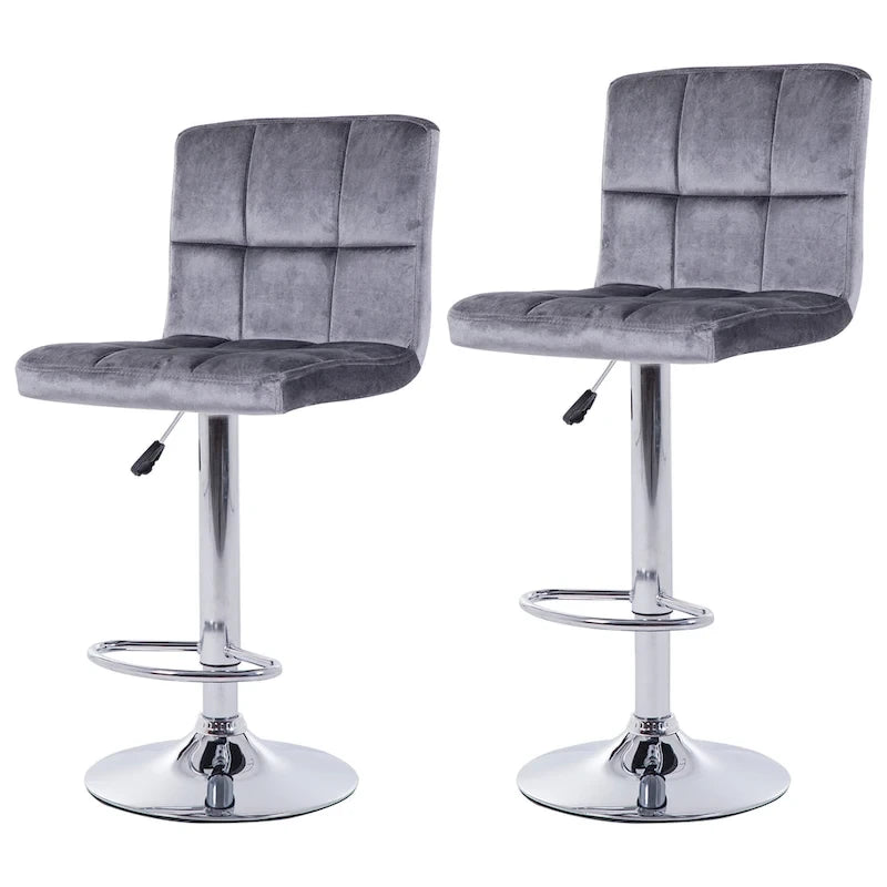 Tabourets de bar réglables, revêtus de similicuir ou de velours, hauteur comptoir/pub, lot de 2