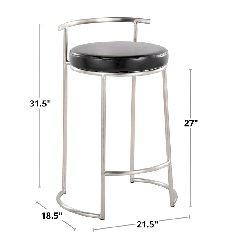 Tabouret de comptoir rond à hauteur fixe Silver Orchid Forrest (lot de 2)