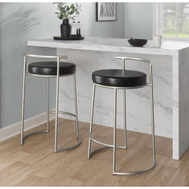 Tabouret de comptoir rond à hauteur fixe Silver Orchid Forrest (lot de 2)