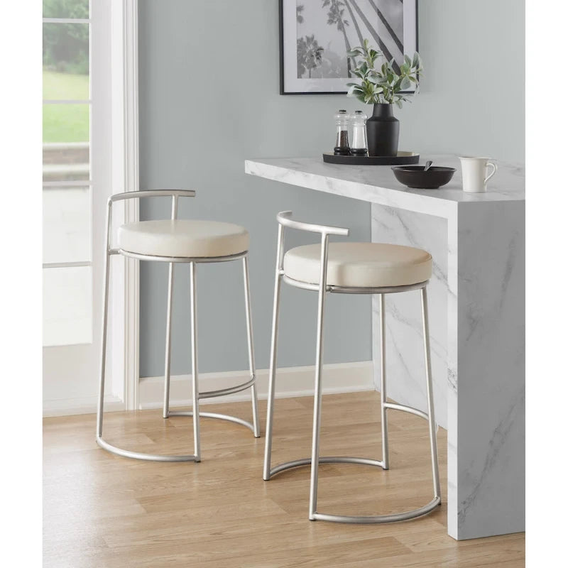 Tabouret de comptoir rond à hauteur fixe Silver Orchid Forrest (lot de 2)