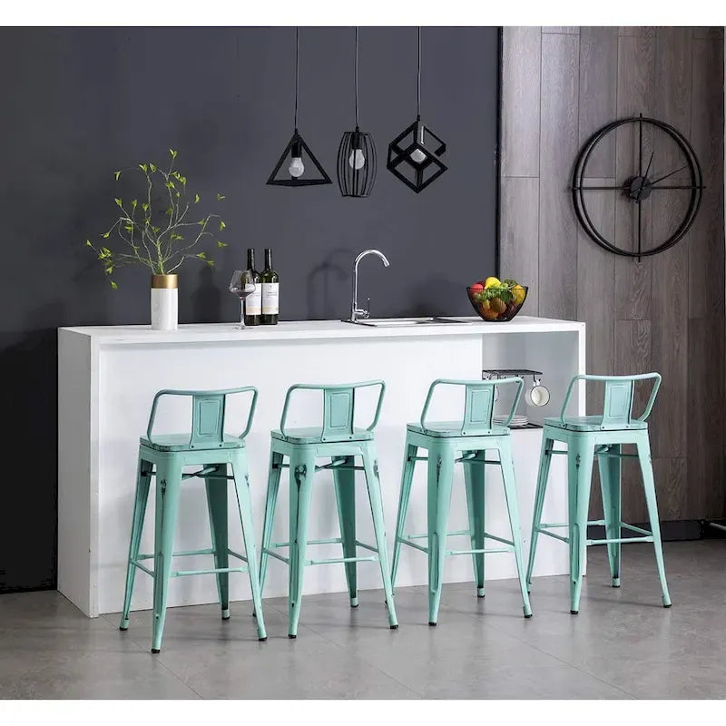 Tabourets de bar Andeworld, 61 cm (24 pouces), en métal avec dossier, lot de 4