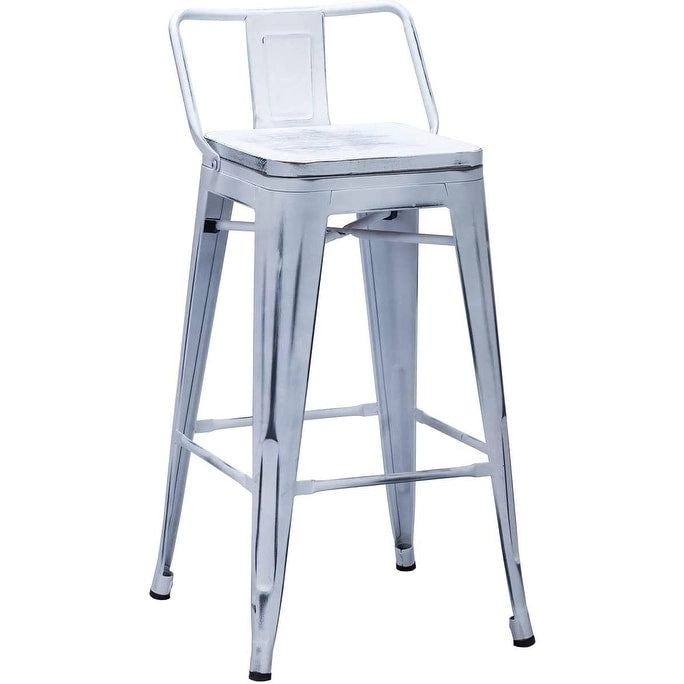 Tabourets de bar Andeworld, 61 cm (24 pouces), en métal avec dossier, lot de 4