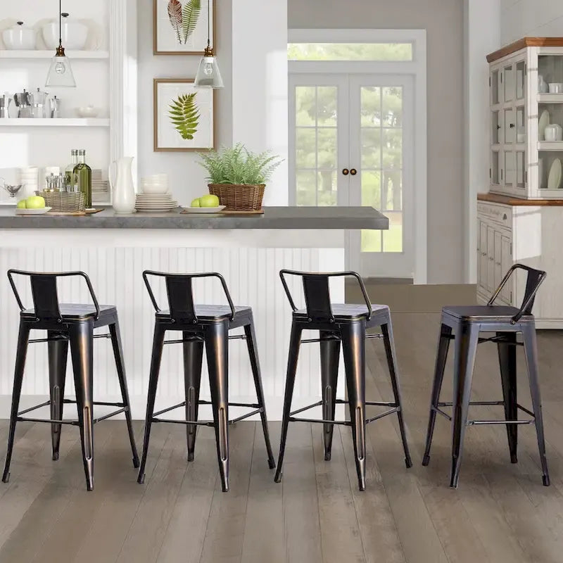 Tabourets de bar Andeworld, 61 cm (24 pouces), en métal avec dossier, lot de 4