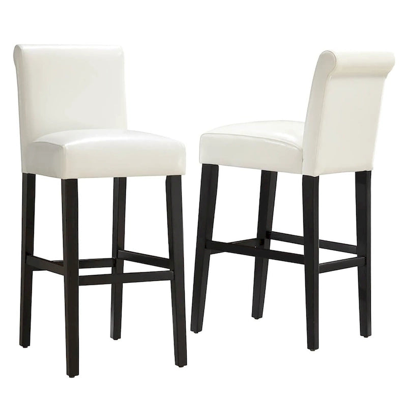 Tabourets de bar Bennett en similicuir blanc, dossier haut de 74 cm (lot de 2) par iNSPIRE Q Bold