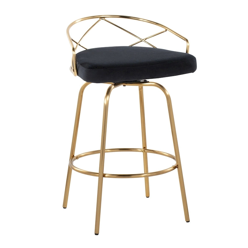 Tabouret de comptoir à hauteur fixe Silver Orchid Charlotte Glam 26 (lot de 2)