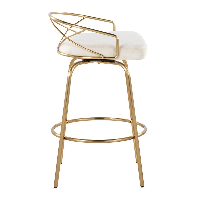Tabouret de comptoir à hauteur fixe Silver Orchid Charlotte Glam 26 (lot de 2)