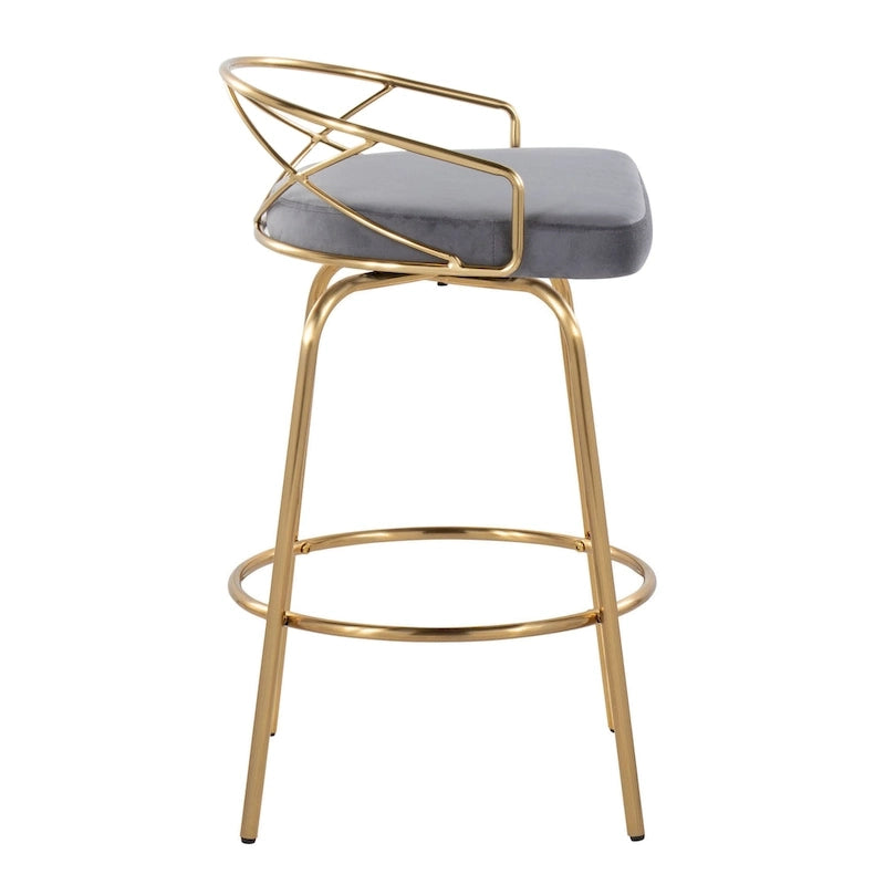 Tabouret de comptoir à hauteur fixe Silver Orchid Charlotte Glam 26 (lot de 2)