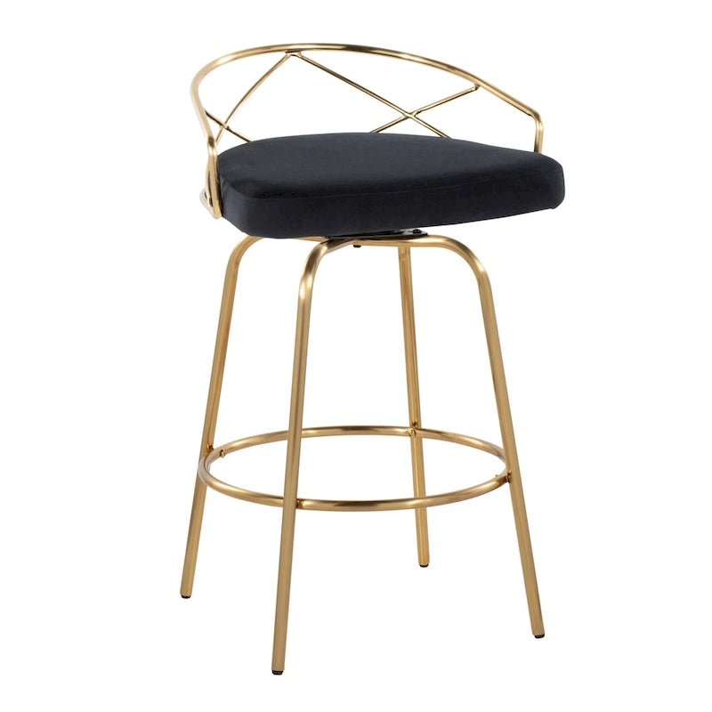 Tabouret de comptoir à hauteur fixe Silver Orchid Charlotte Glam 26 (lot de 2)