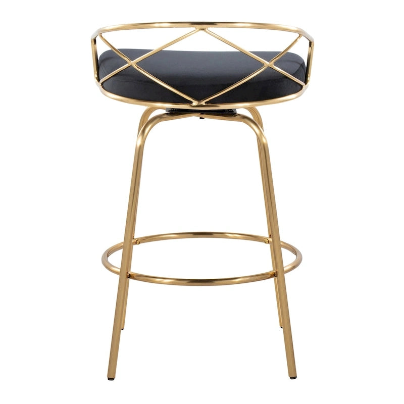Tabouret de comptoir à hauteur fixe Silver Orchid Charlotte Glam 26 (lot de 2)