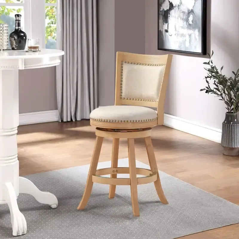 Tabouret de bar pivotant en bois Melrose à dossier haut