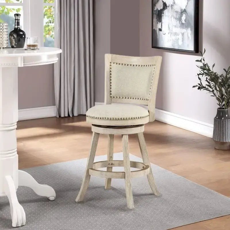 Tabouret de bar pivotant en bois Melrose à dossier haut