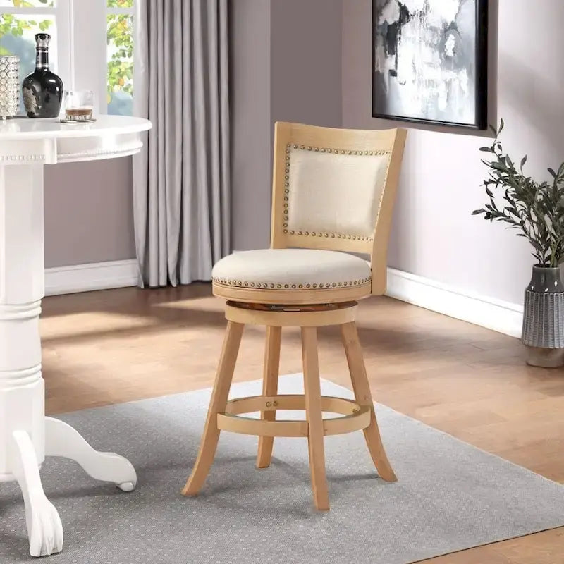 Tabouret de bar pivotant en bois Melrose à dossier haut