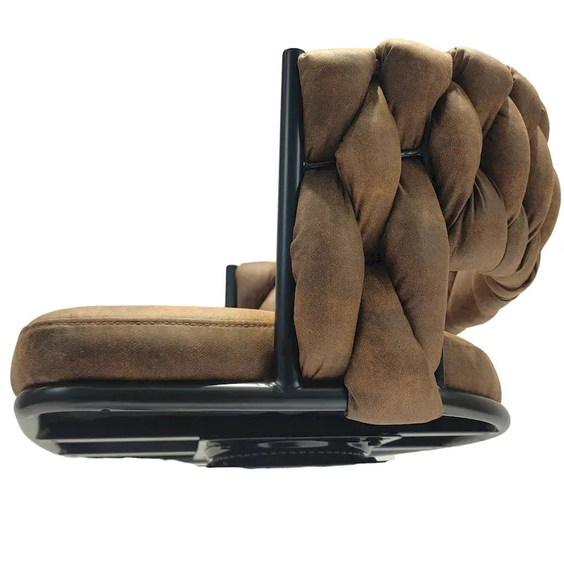 2 tabourets de bar tressés, pieds noirs, sans réglage, pivotants à 360°, rembourrés, avec dossier et repose-pieds.