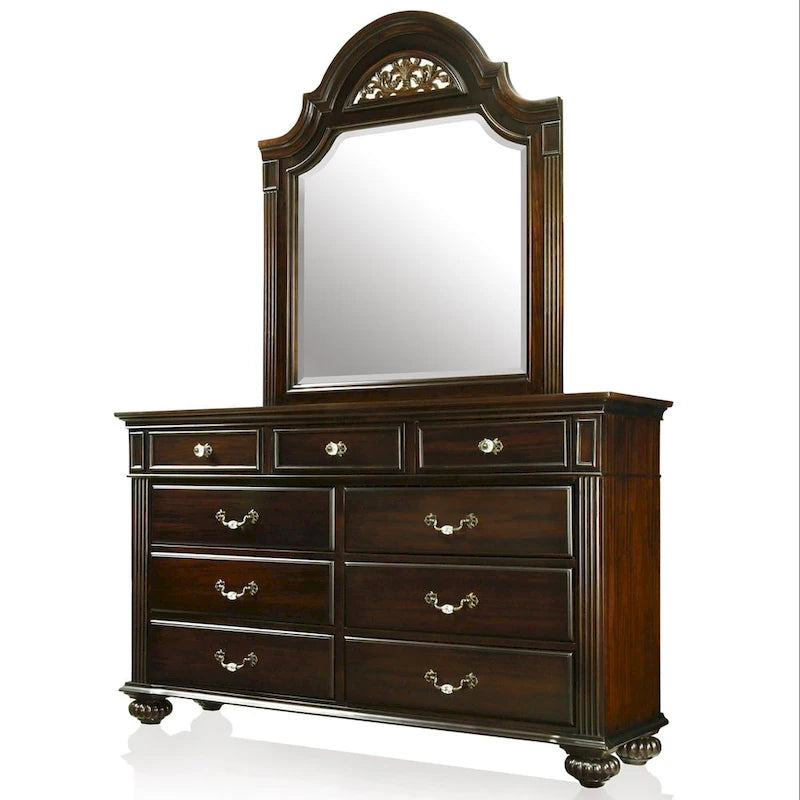 Ensemble commode et miroir traditionnel Vame 2 pièces à 9 tiroirs de Furniture of America