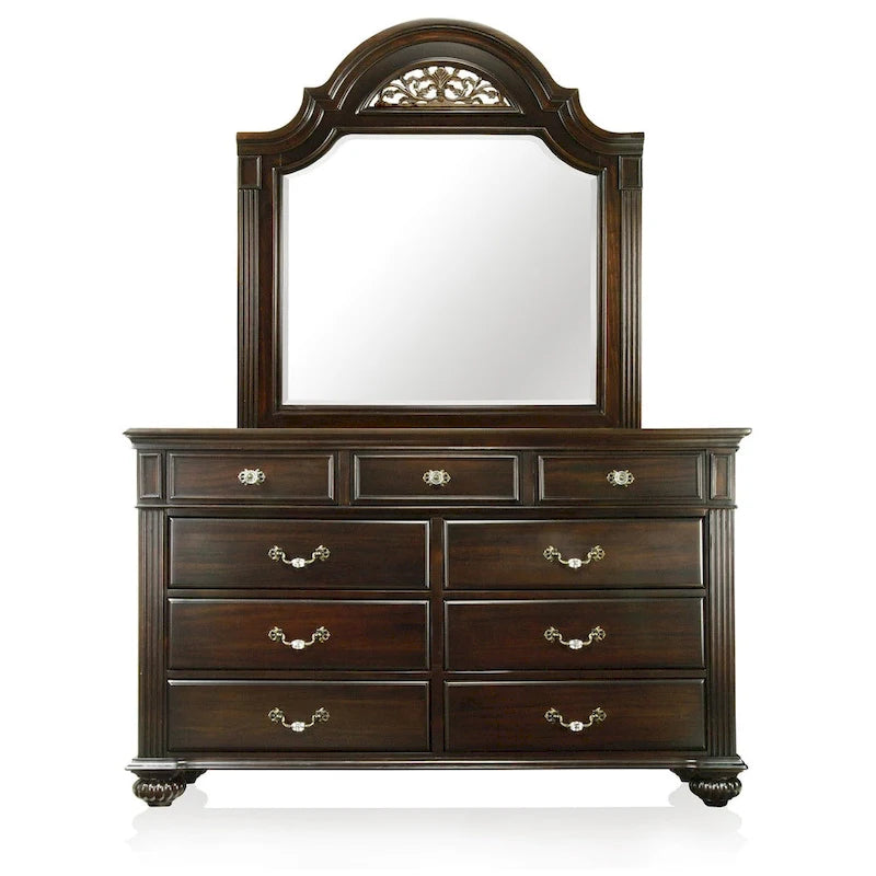 Ensemble commode et miroir traditionnel Vame 2 pièces à 9 tiroirs de Furniture of America