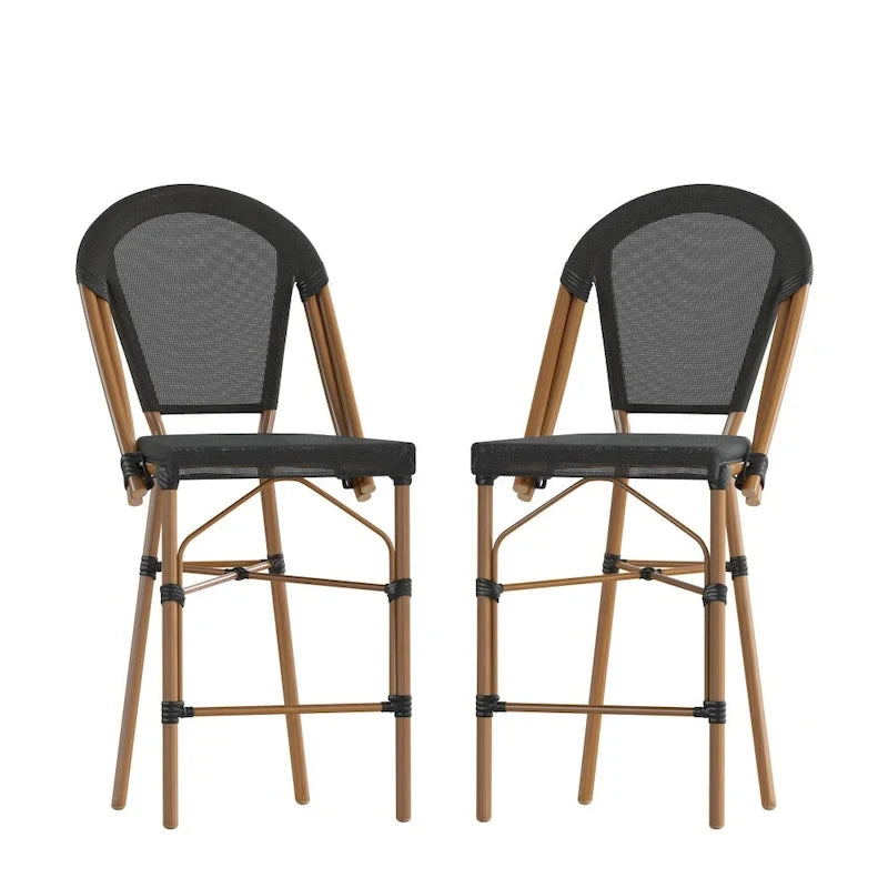 Lot de 2 chaises de bistro empilables avec structure en métal et assise en PE
