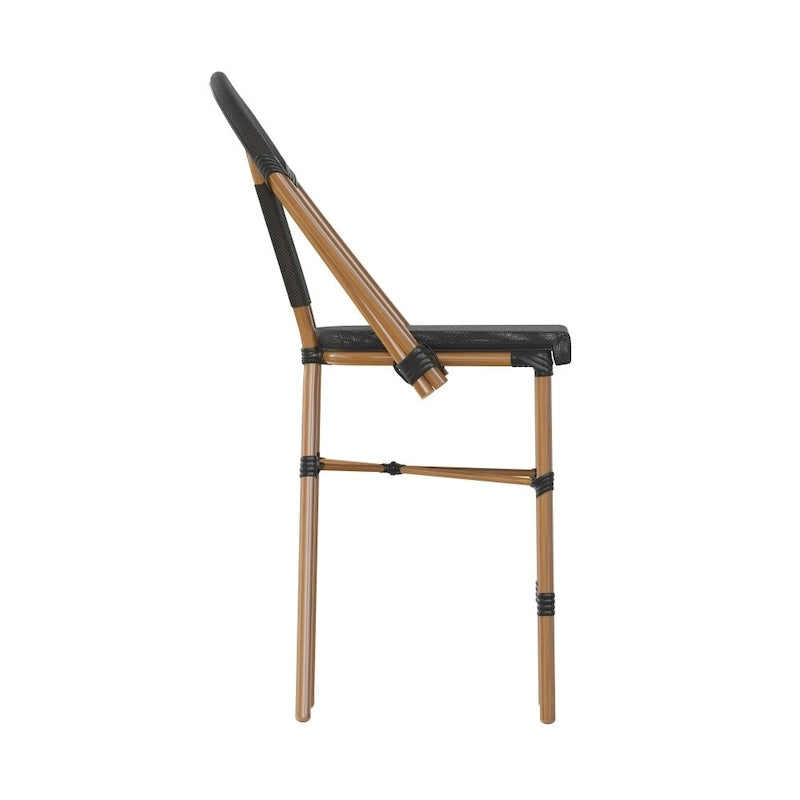 Lot de 2 chaises de bistro empilables avec structure en métal et assise en PE